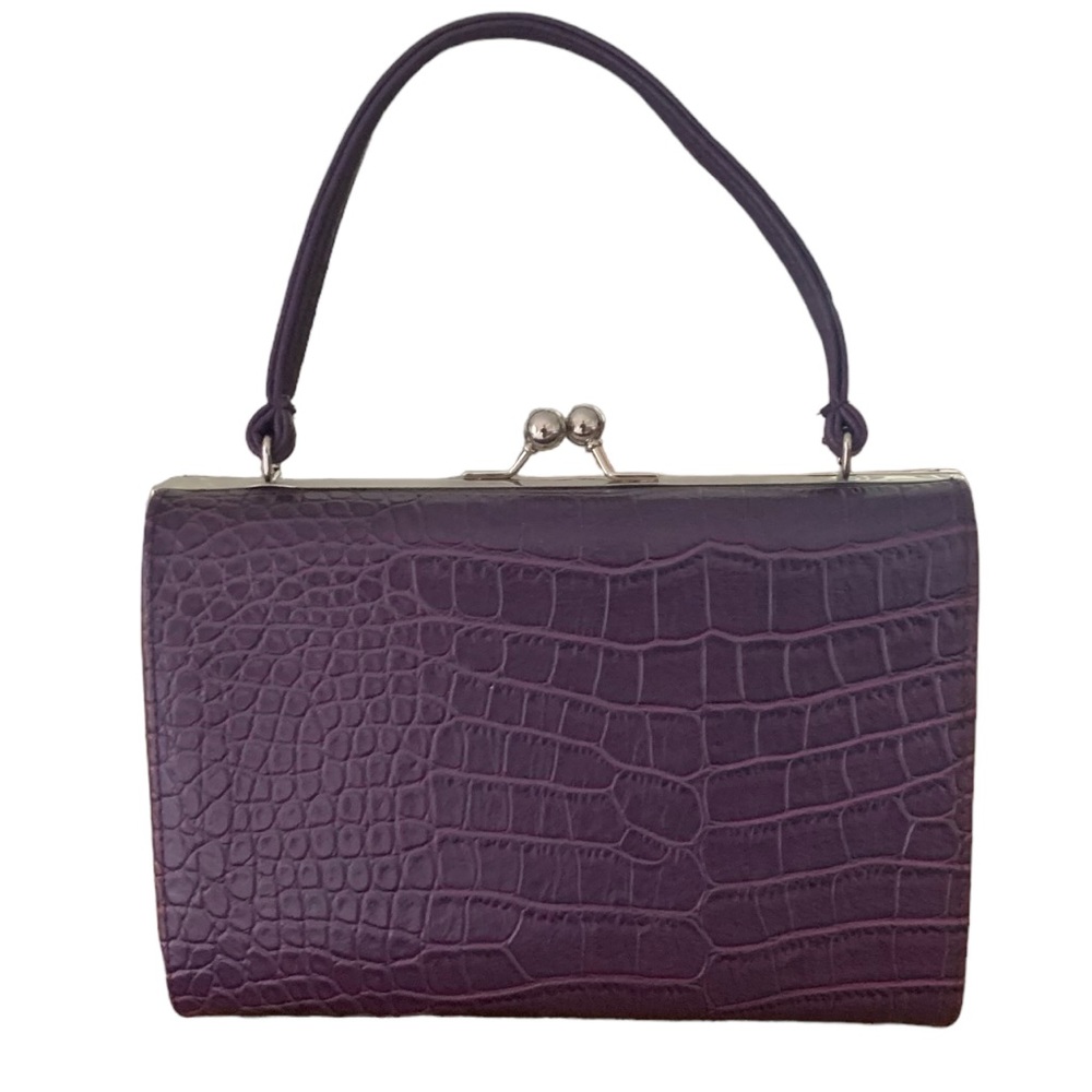 Vintage purple kiss lock square clutch